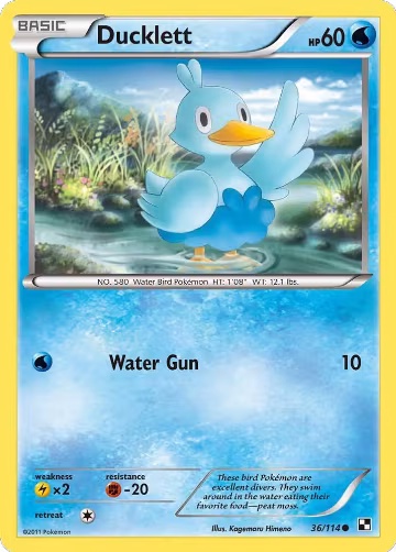 Ducklett (36/114), Black and White — Pokémon card price
