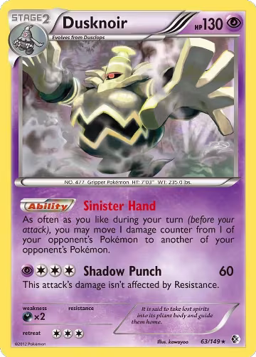 Dusknoir (63/149), Boundaries Crossed — Pokémon card price