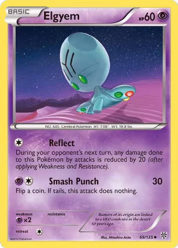 Elgyem (69) (69/135), Plasma Storm — Pokémon card price