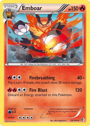 Emboar (26/149), Boundaries Crossed — Pokémon card price