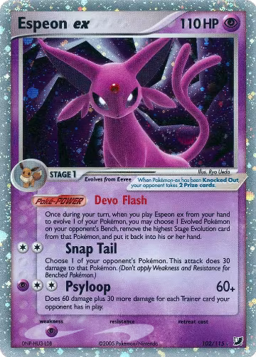 Espeon ex (102/115), EX Unseen Forces — Pokémon card price