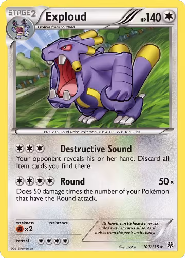 Exploud (107/135), Plasma Storm — Pokémon card price