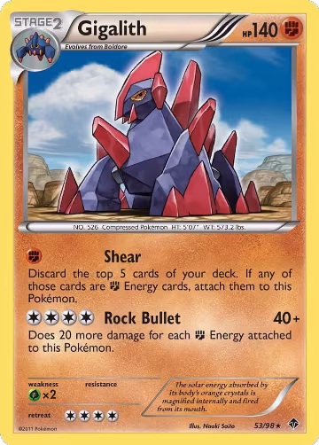 Gigalith (53/98), Emerging Powers — Pokémon card price