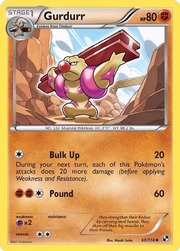 Gurdurr (60/114), Black and White — Pokémon card price