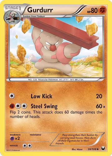 Gurdurr (59/108), Dark Explorers — Pokémon card price