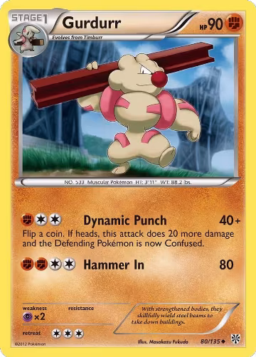 Gurdurr (80/135), Plasma Storm — Pokémon card price