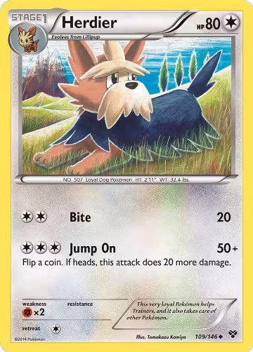 Herdier (109/146), XY Base Set — Pokémon card price