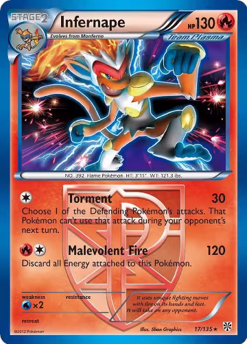 Infernape (Team Plasma) (17/135), Plasma Storm — Pokémon card price