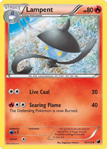 Lampent (15/116), Plasma Freeze — Pokémon card price