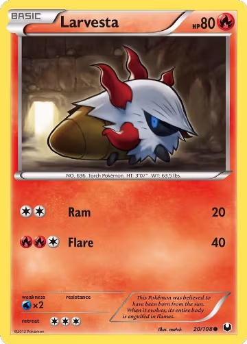 Larvesta (20) (20/108), Dark Explorers — Pokémon card price