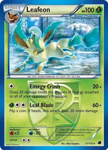 Leafeon (Team Plasma) (11/116), Plasma Freeze — Pokémon card price