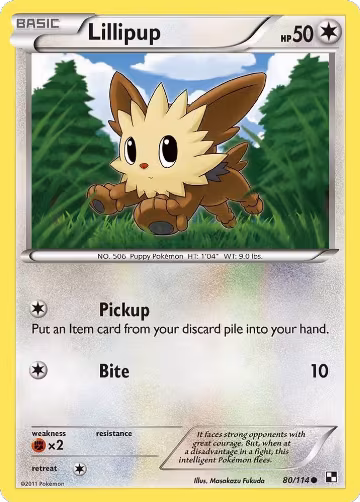 Lillipup (80) (80/114), Black and White — Pokémon card price