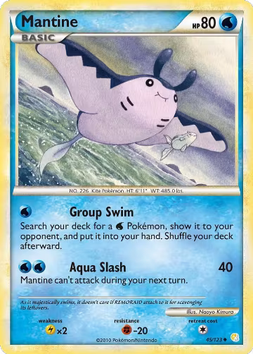 Mantine (45/123), HeartGold SoulSilver — Pokémon card price