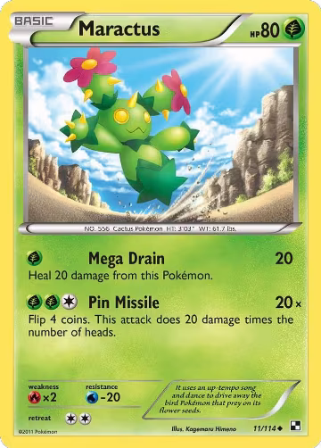 Maractus (11) (11/114), Black and White — Pokémon card price