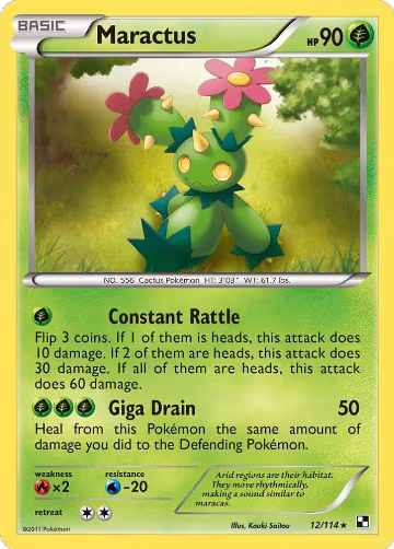 Maractus (12) (12/114), Black and White — Pokémon card price