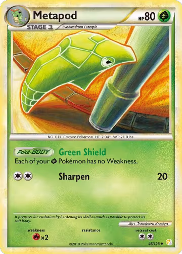 Metapod (46/123), HeartGold SoulSilver — Pokémon card price