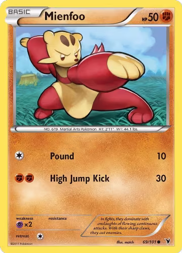 Mienfoo (69/101), Noble Victories — Pokémon card price
