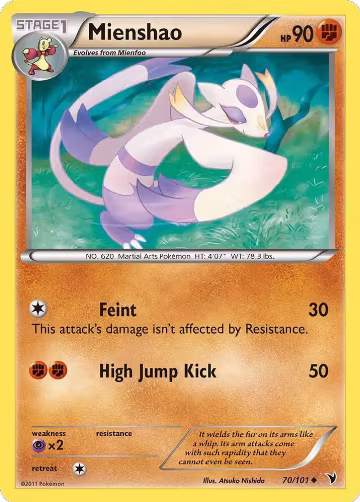 Mienshao (70/101), Noble Victories — Pokémon card price