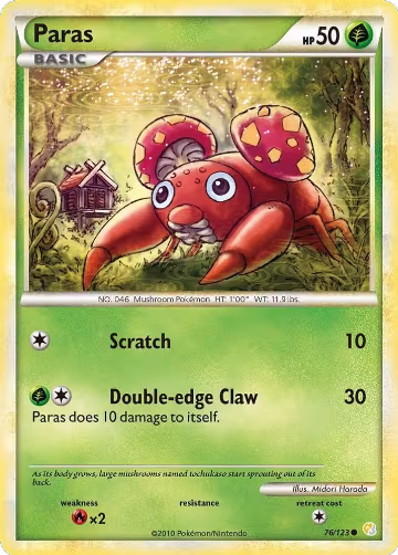 Paras (76/123), HeartGold SoulSilver — Pokémon card price