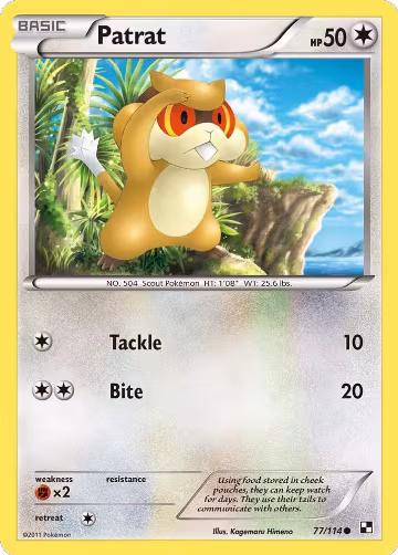 Patrat (77) (77/114), Black and White — Pokémon card price