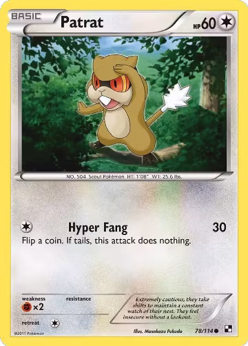 Patrat (78) (78/114), Black and White — Pokémon card price