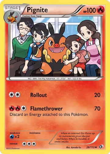Pignite (26/113), Legendary Treasures — Pokémon card price