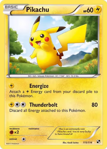 Pikachu (115/114), Black and White — Pokémon card price
