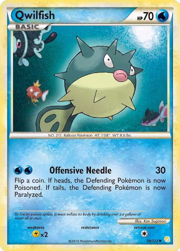 Qwilfish (50/123), HeartGold SoulSilver — Pokémon card price