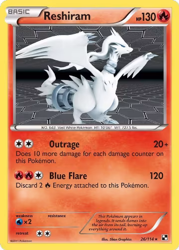 Reshiram (26/114), Black and White — Pokémon card price