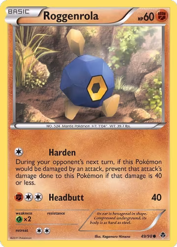 Roggenrola (49) (49/98), Emerging Powers — Pokémon card price