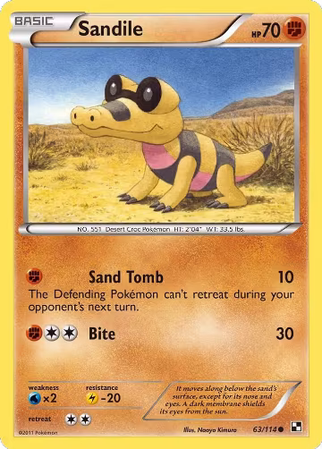 Sandile (63/114), Black and White — Pokémon card price