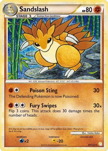 Sandslash (29/123), HeartGold SoulSilver — Pokémon card price