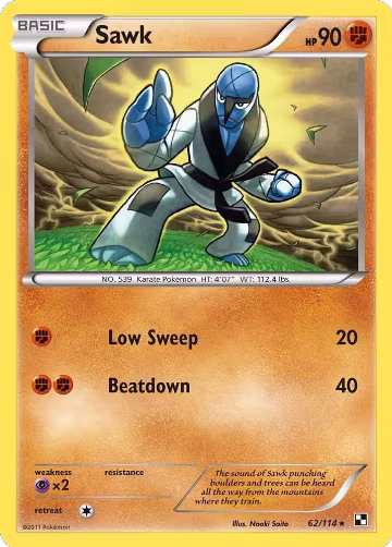 Sawk (62/114), Black and White — Pokémon card price