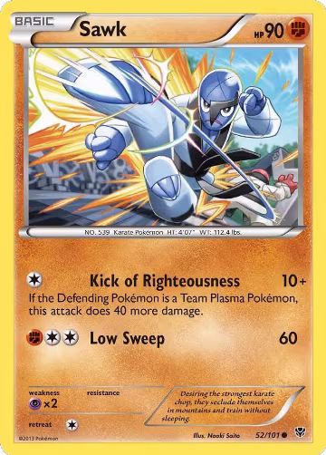 Sawk (52/101), Plasma Blast — Pokémon card price