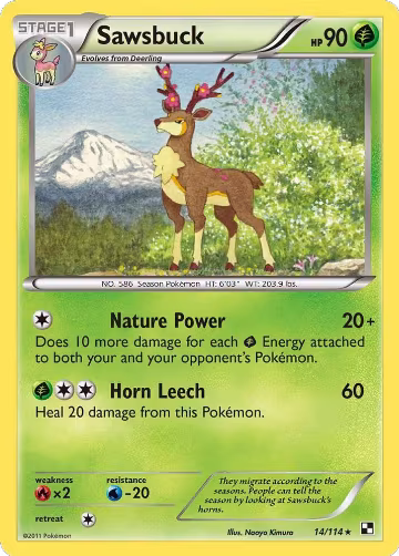 Sawsbuck (14/114), Black and White — Pokémon card price