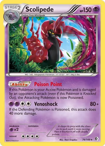 Scolipede (74/149), Boundaries Crossed — Pokémon card price
