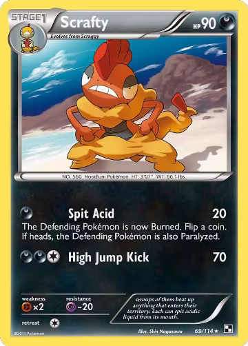 Scrafty (69/114), Black and White — Pokémon card price