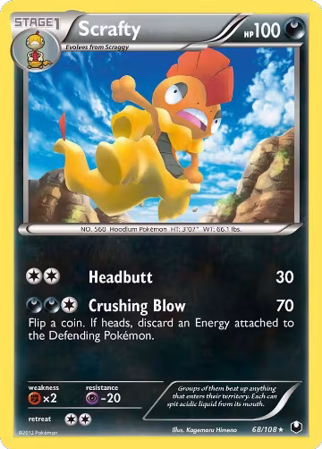 Scrafty (68/108), Dark Explorers — Pokémon card price