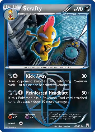 Scrafty (Team Plasma) (86/135), Plasma Storm — Pokémon card price