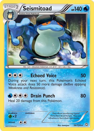 Seismitoad (36/124), Dragons Exalted — Pokémon card price