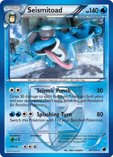 Seismitoad (Team Plasma) (26/116), Plasma Freeze — Pokémon card price