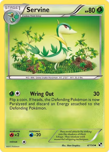Servine (4) (4/114), Black and White — Pokémon card price