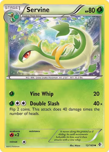 Servine (12/149), Boundaries Crossed — Pokémon card price