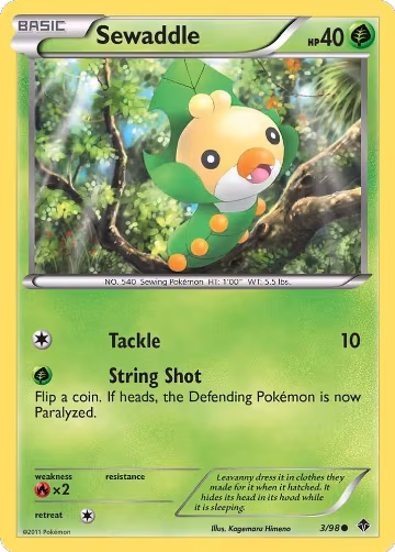 Sewaddle (3) (3/98), Emerging Powers — Pokémon card price