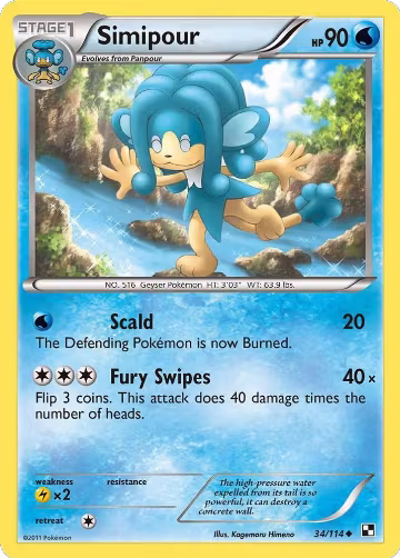 Simipour (34/114), Black and White — Pokémon card price