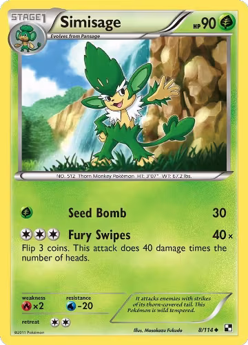 Simisage (8/114), Black and White — Pokémon card price