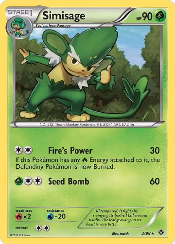 Simisage (2/98), Emerging Powers — Pokémon card price