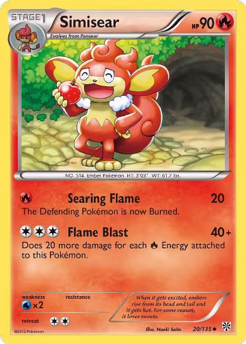 Simisear (20/135), Plasma Storm — Pokémon card price