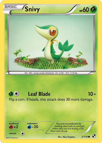 Snivy (2) (2/114), Black and White — Pokémon card price