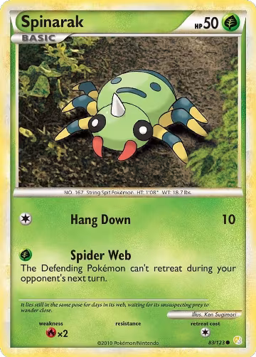 Spinarak (83/123), HeartGold SoulSilver — Pokémon card price